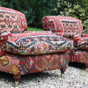 Pair of Turkish Kilim Upholstered Lansdown Chairs